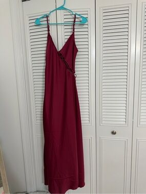 Women's Burgundy Slip Dress with Spaghetti Straps